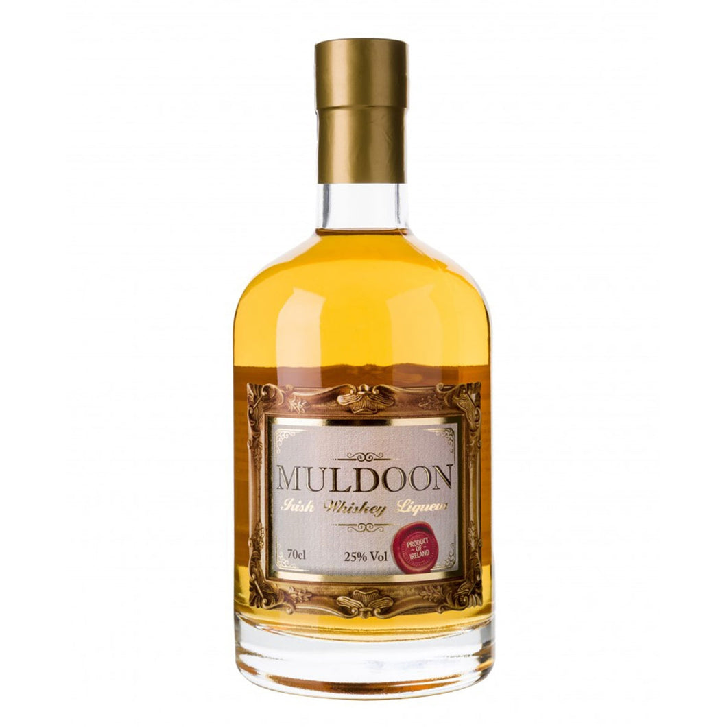 Muldoons Irish Whiskey Liqueur [70cl] Ireland    A sweet and warming Irish whiskey Liqueur with flavours of butterscotch, caramel and citrus peel.  Although a liqueur, Muldoon is based on an old local recipe and made from quality Irish whiskey infused with traditional Irish flavours of toffee and hazelnut yet it’s still thin and ‘whiskey-like’ on the tongue with a warm but very smooth aftertaste.
